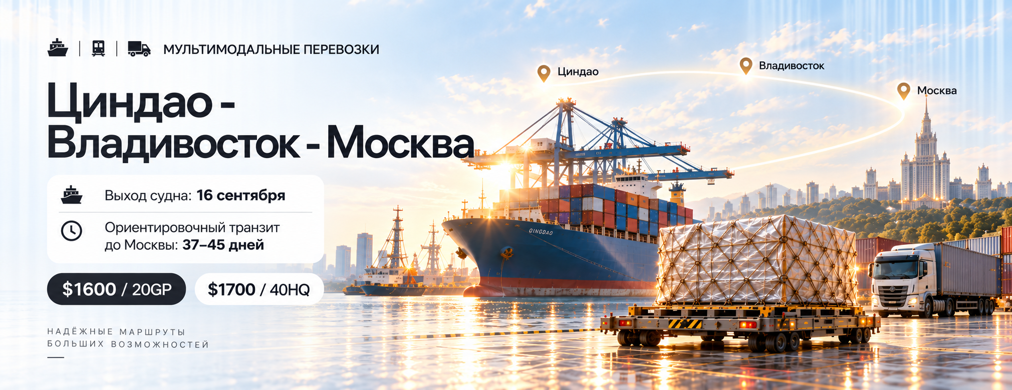 Циндао → Владивосток → Москва: выход судна 16 сентября